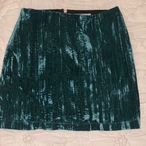 Green Velvet Mini Skirt